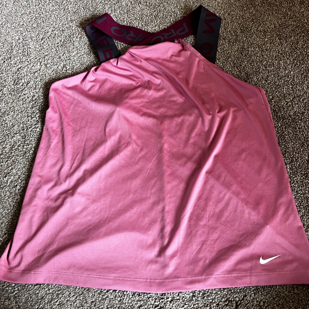 Nike Pro Dri-FIT Tank Top Cross Back Athletic Sleeveless‎ Rose Pink L 0177